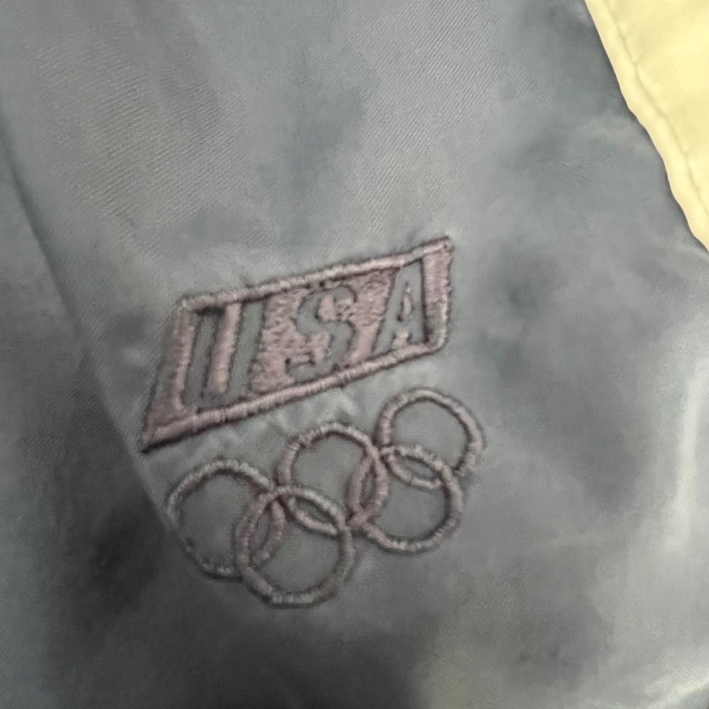 JCPenney USA Olympic Track Pants Mens Large Navy Blue Snap Side Tear Away VTG - Picture 4 of 10